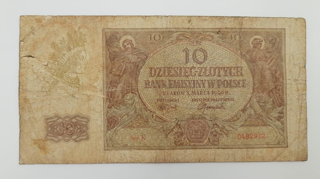 Stary Banknot kolekcjonerski Polska 10 zł 1940