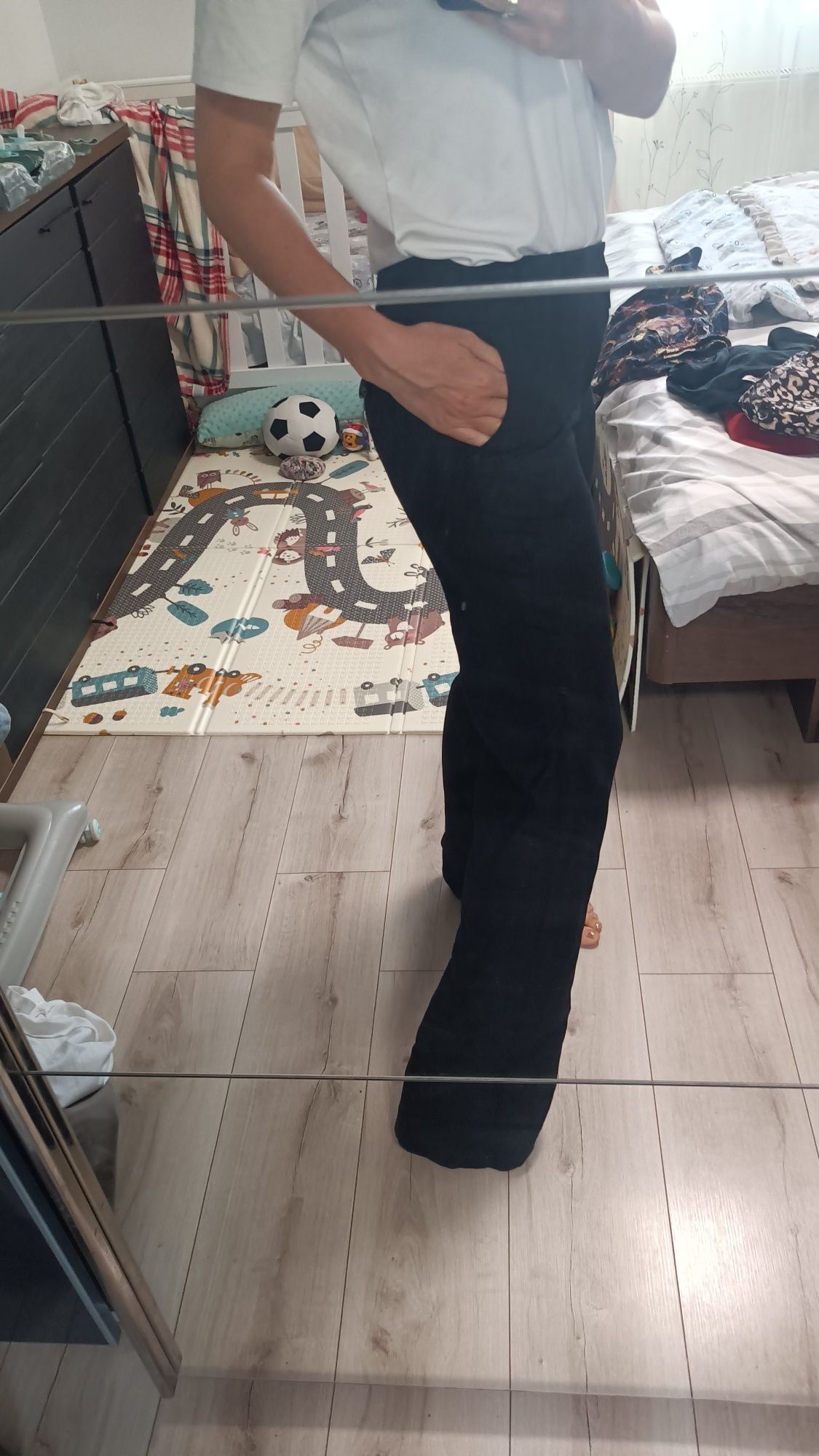 Czarne lniane długie spodnie Reserved S