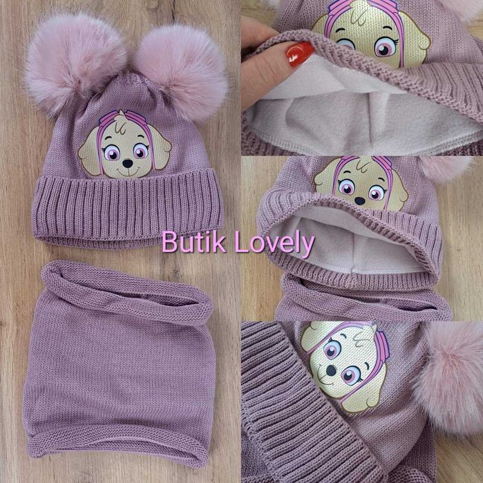 PSI PATROL czapka komin komplet polarek SKY 3/6 lat różowa