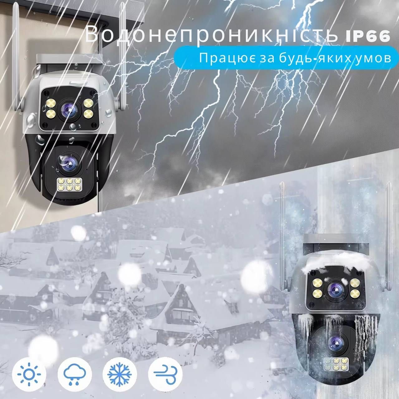 Уличная камера V380 4G 8MP с двумя объективами и ночным видением