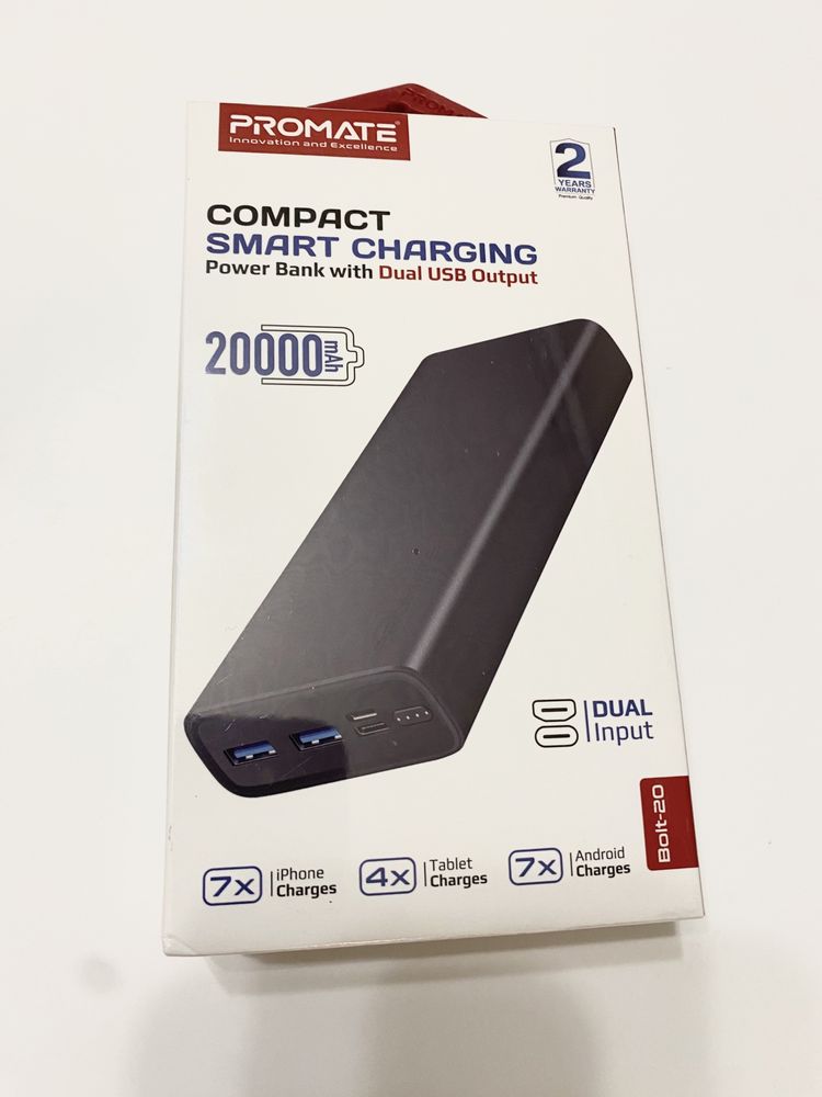 Новый павербанк / powerbank Promate 20000 mAh 10Вт 2xUSB.