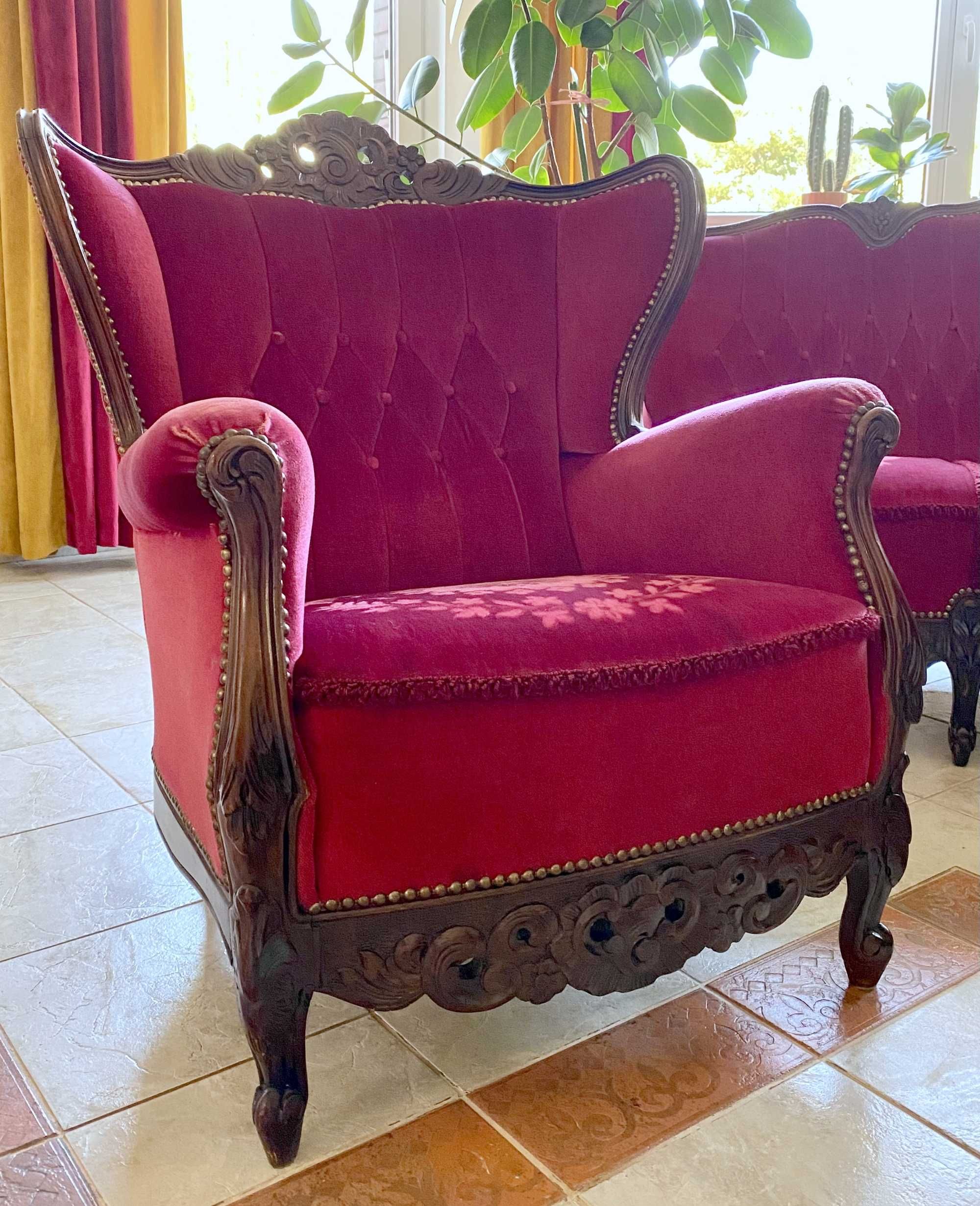 Komplet wypoczynkowy w stylu Ludwika - sofa 3os. + 2 fotele