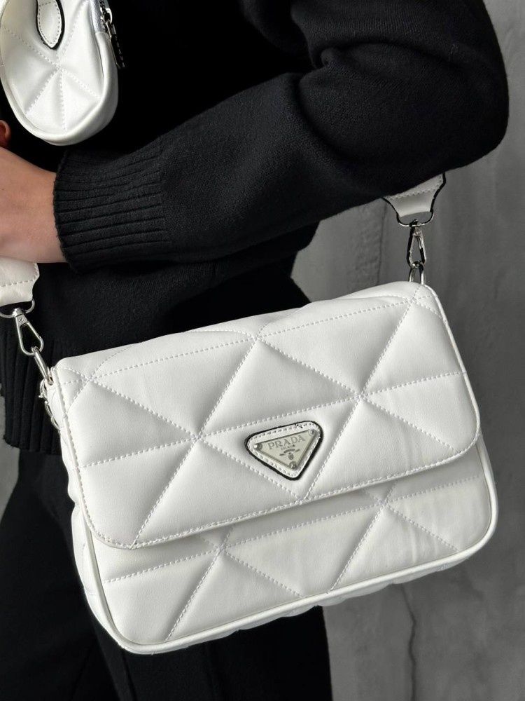 Жіноча сумка Prada Re-Nylon Padded Shoulder white