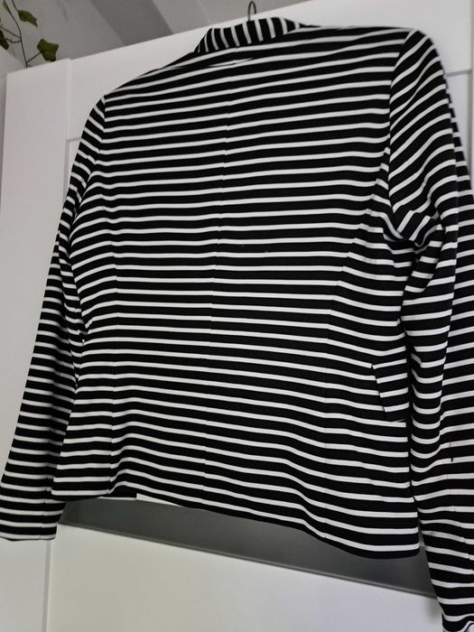 Krótka damska marynarka, żakiet, w czarno białe pasy ,rozm. XL