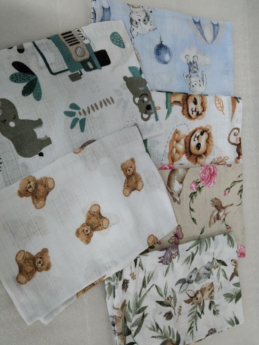 Pielucha tetrowa pieluchy pieluszki z nadrukiem wzorem 6szt