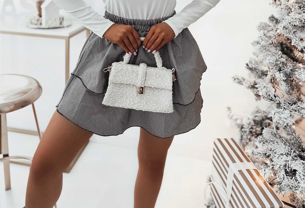 Spódniczka Dwie Warstwowe Falbanki SZARA