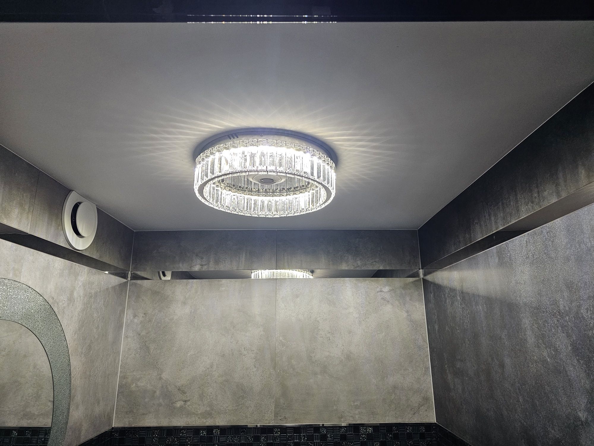 Kryształowy żyrandol LED plafon 40 cm srebrny