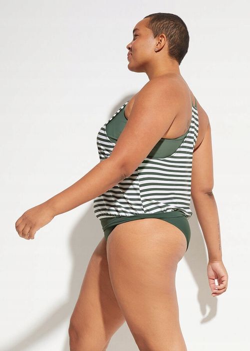 B.P.C tankini oliwkowo-białe w paski 42.