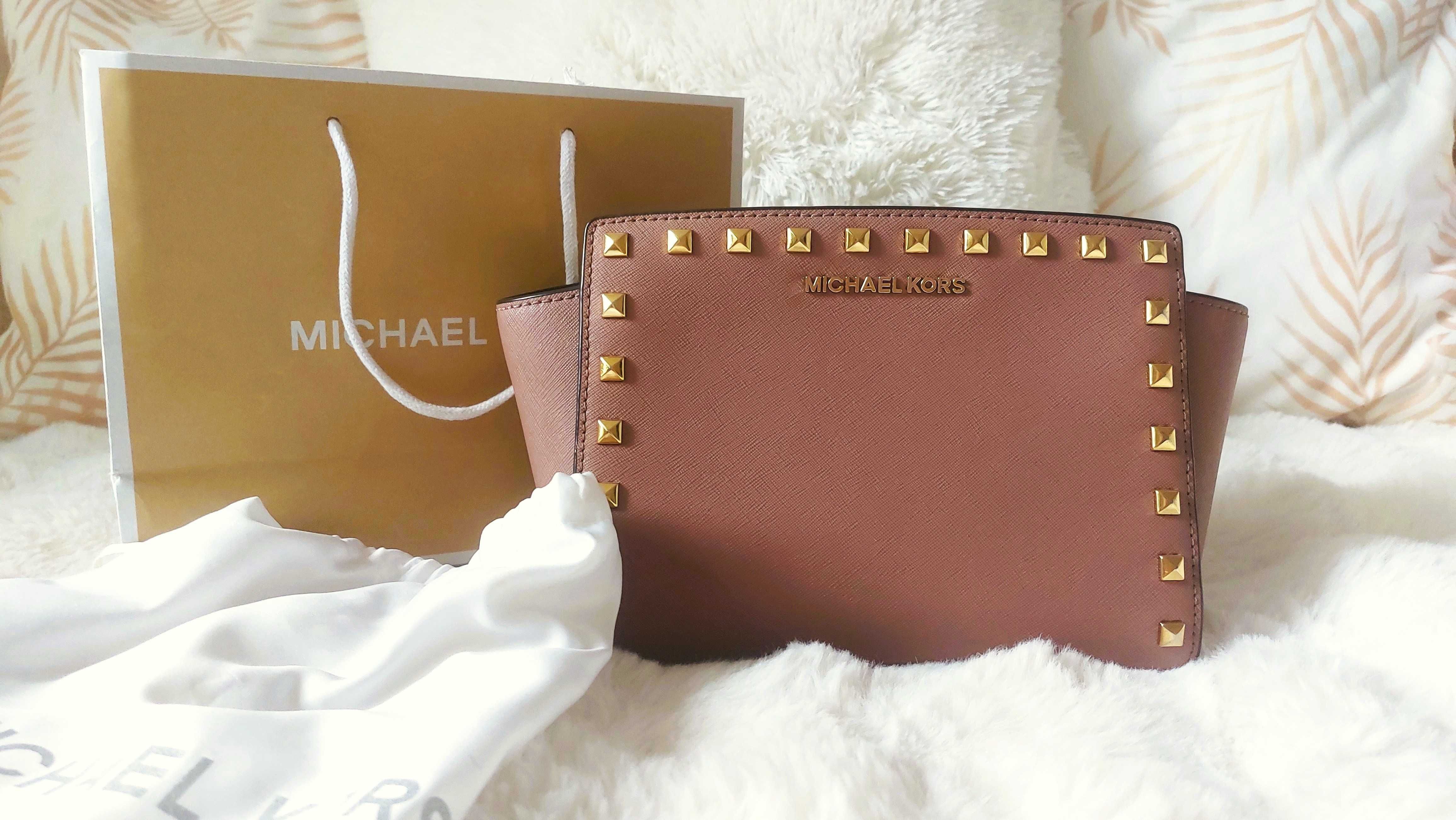Michael Kors "Selma" Medium Dusty Pink torba listonoszka jak nowa!