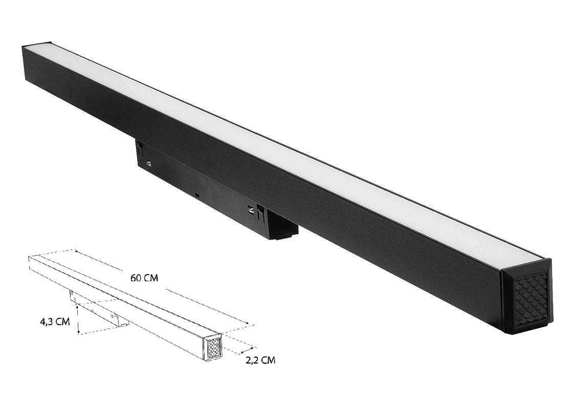 Zestaw szynowy magnetyczny 1F natynkowy czarny 200 cm 64W 5120lm 3000K