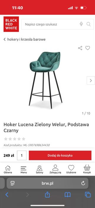 Hoker Lucena zielony brw welur nowy
