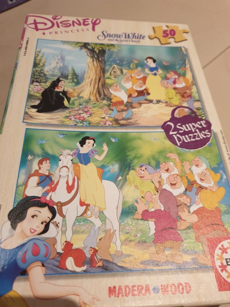 Dois Puzzle branca de neve sete anões de 50 peças