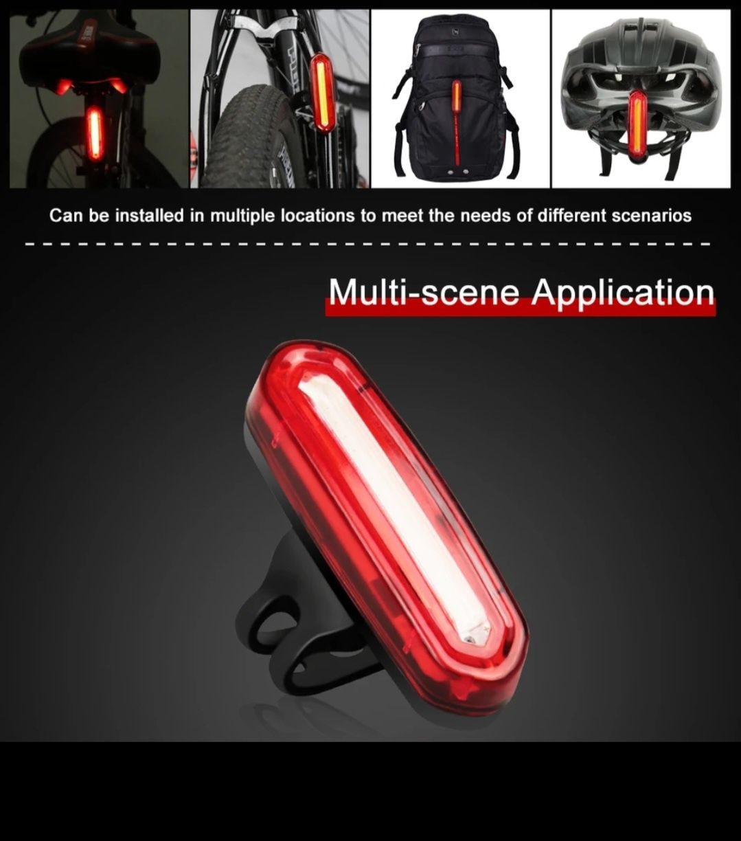 Lampka rowerowa tylna led ładowana z usb