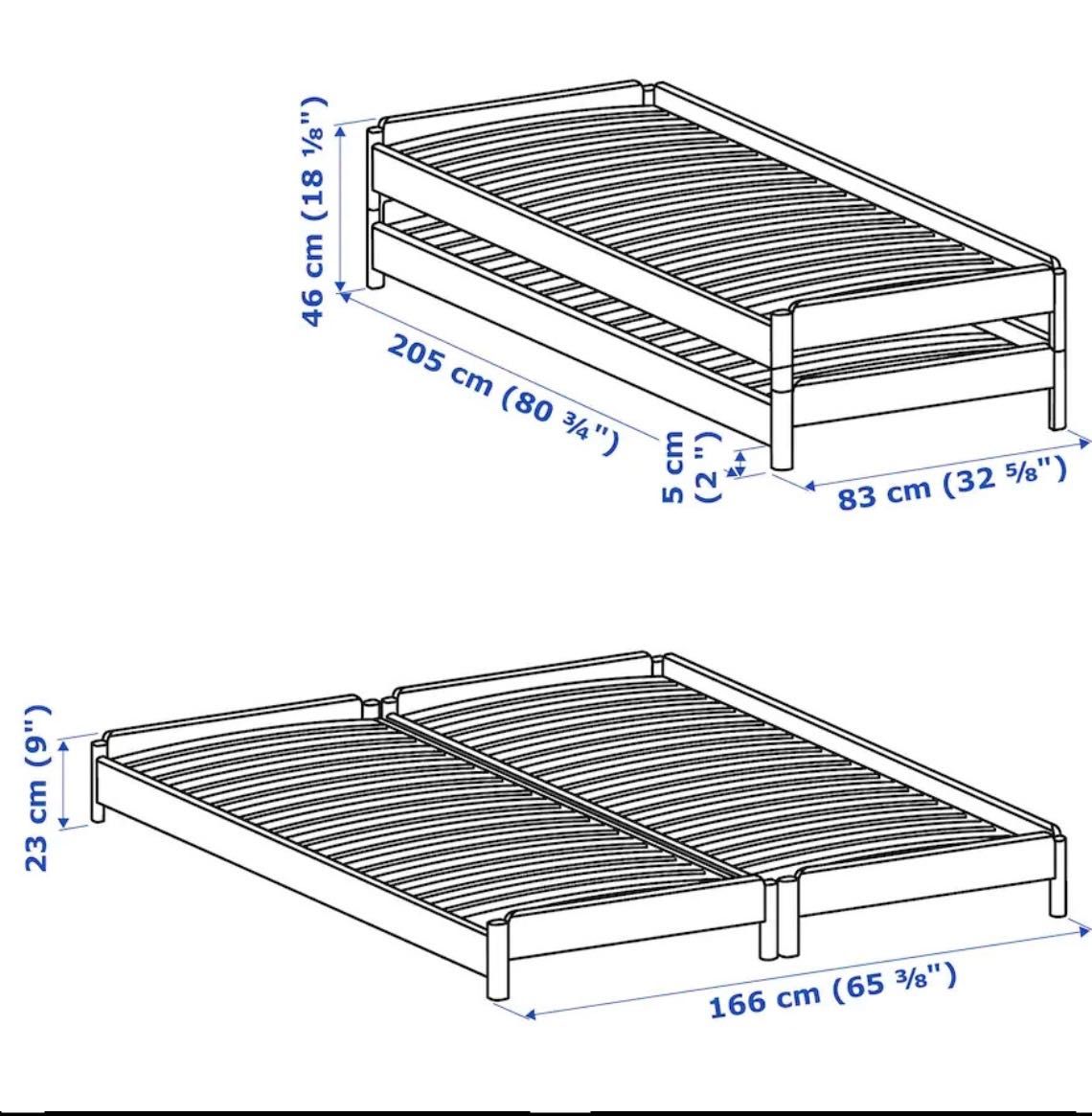 IKEA Łóżko UTAKER, podwójne, 2 materace 80x200