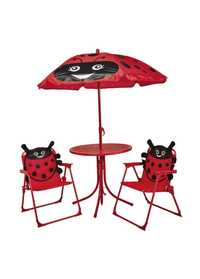 Komplet ogrodowy dla dzieci stolik z parasolką krzesełka dzień dziecka
