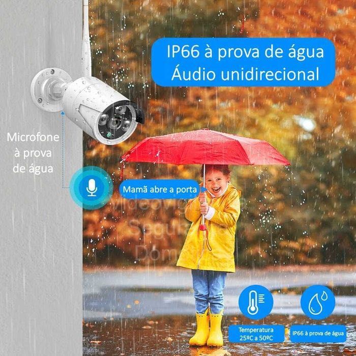 Sistema * 8 Canais CCTV * 4 câmaras * WiFi/Sem Fios * FullHD