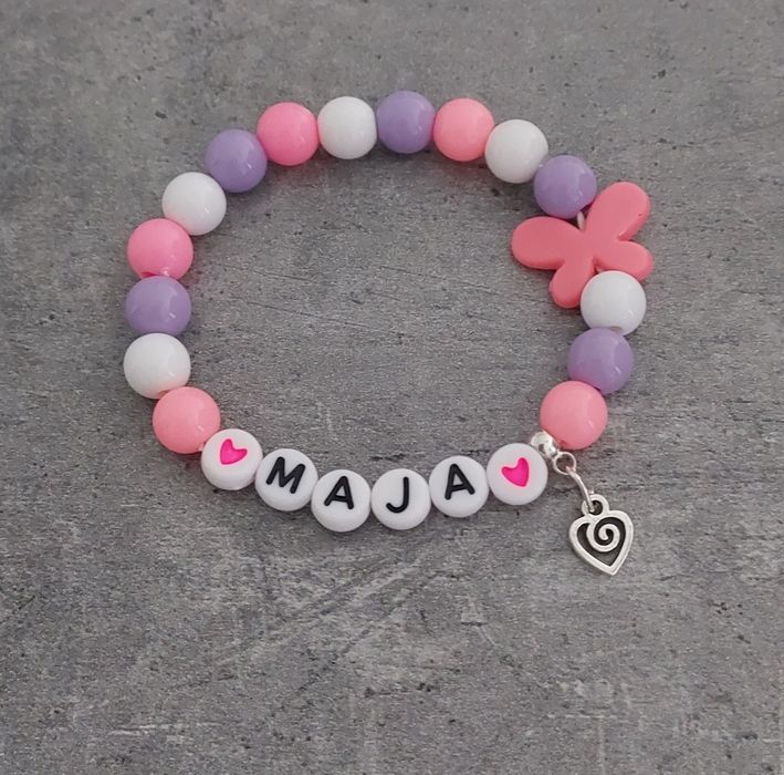 Bransoletka imię imienna z napisem koraliki zawieszka