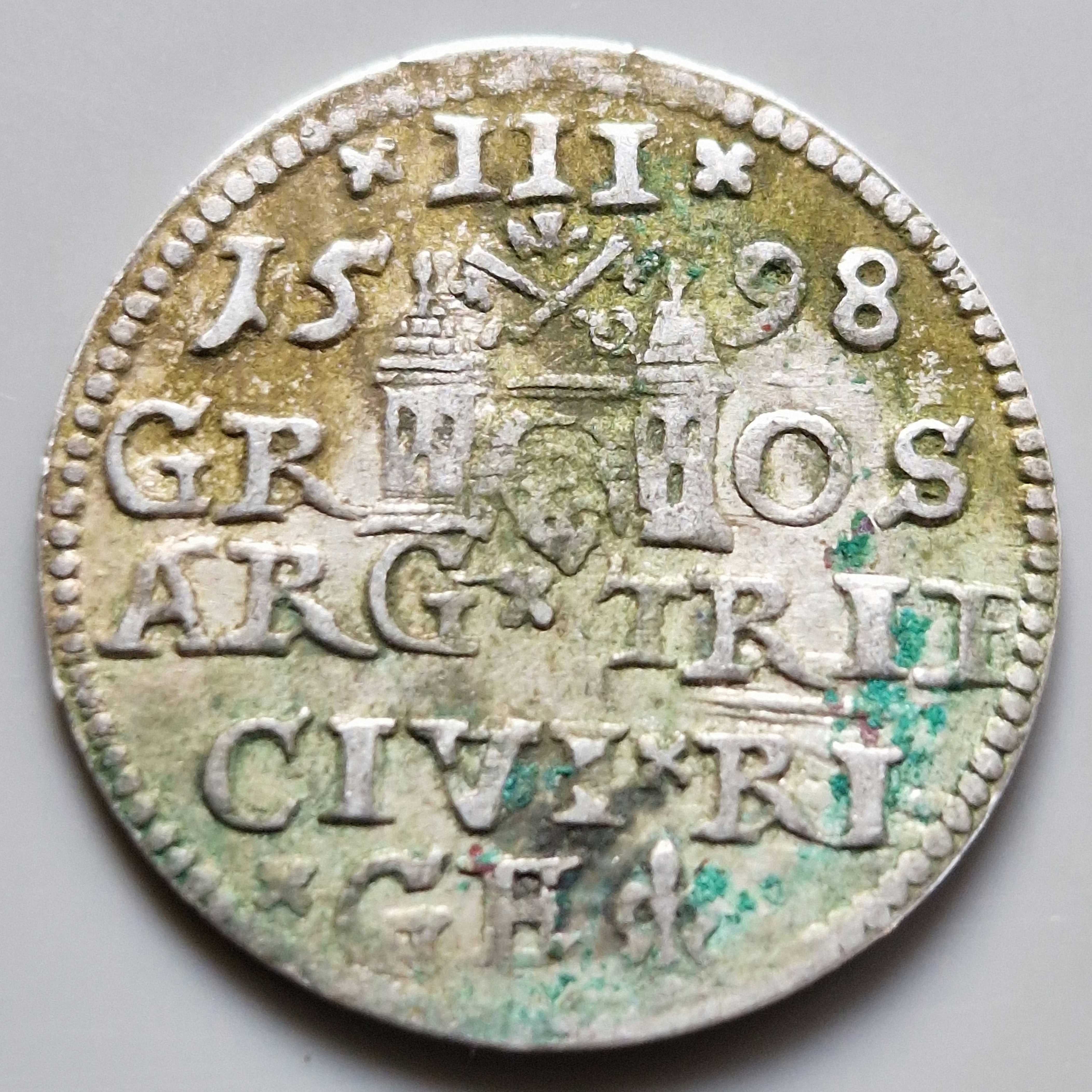 trojak 1598 Ryga Zygmunt III Waza srebro