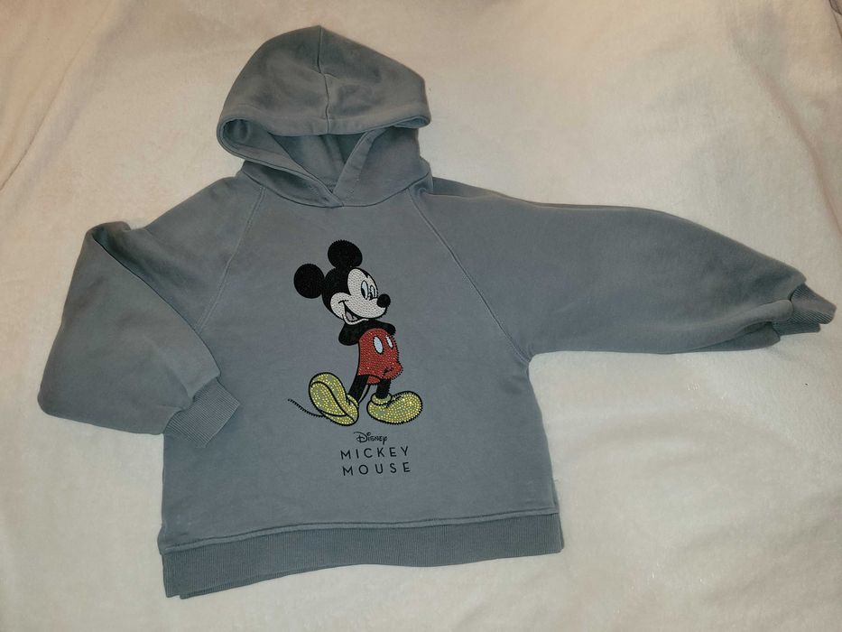 Bluza ZARA z kapturem szara Mickey r. 134
