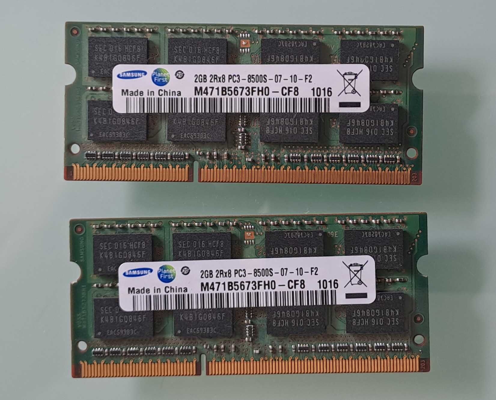 Memórias RAM - 2X SAMSUNG M471B5673FH0-CF8 2GB DDR3 1066MHZ