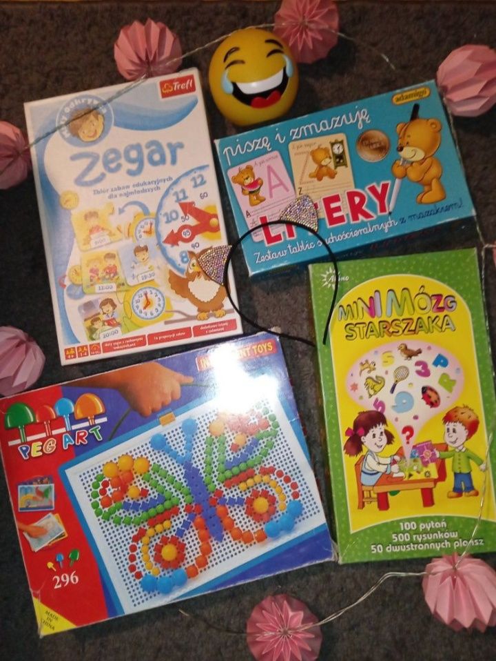 Puzzle,gry, książeczki+gadżety z bajek mega paka lampka emotka gratis