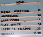 MENU z literek na ścianę - do Kafejki, baru itp.