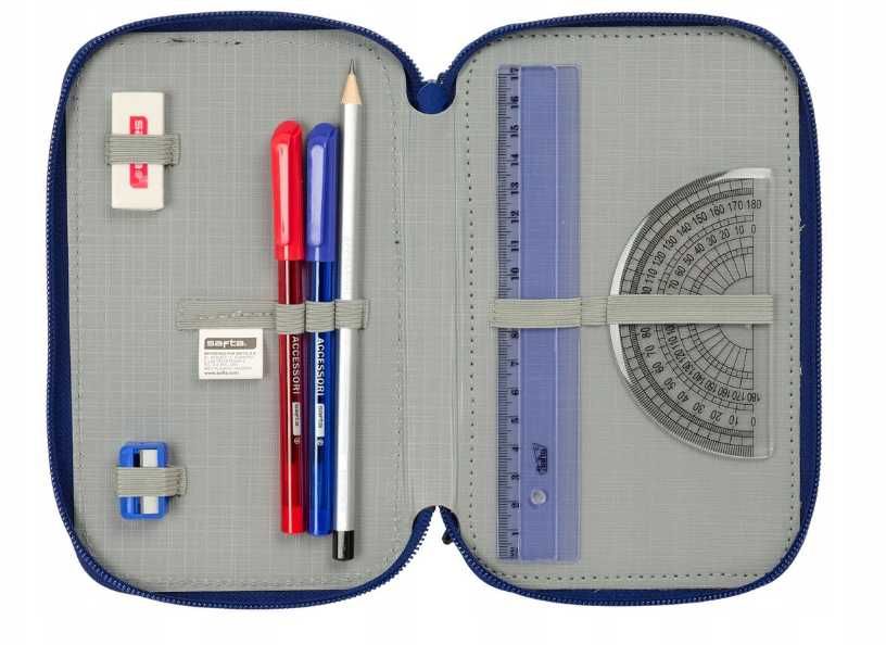 FC Barcelona Piórnik Szkolny 3-rzędowy Z Wyposażeniem 37 Elementów