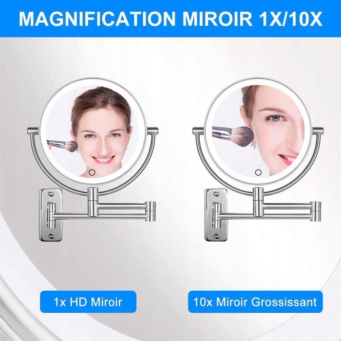 Lustro ścienne z 10-krotnym powiększeniem