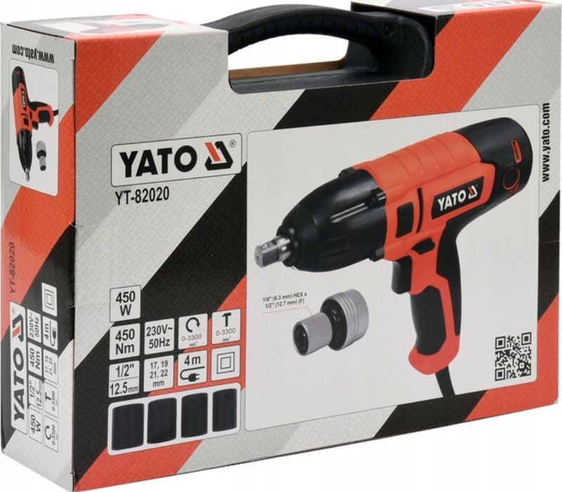YATO Elektryczny Klucz Udarowy do Kół 450W 450Nm 1/2” + 4 Nasadki