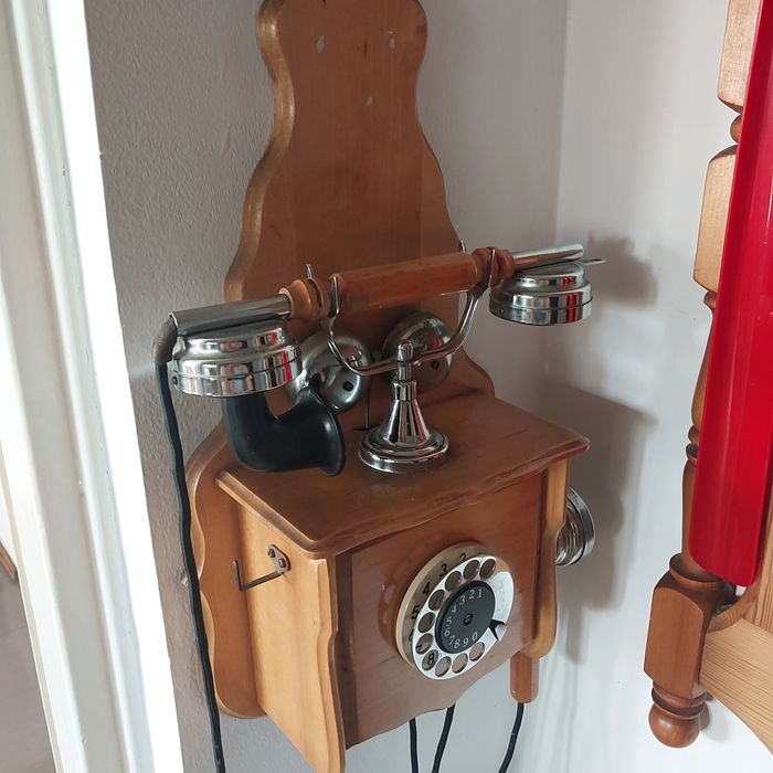 Telefon drewniany Baron  Prl Antyk