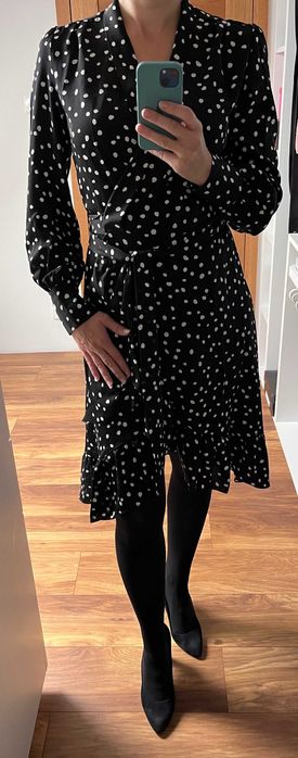 Sukienka kopertowa czarna w grochy Retro & Icone - rozm. S