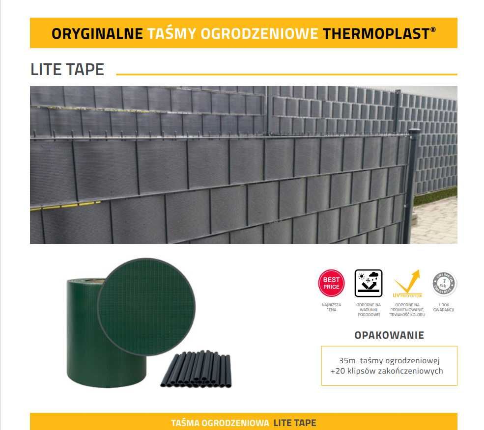 Taśma ogrodzeniowa Lite Tape szer.19cm x dł.35mb kol. zielony