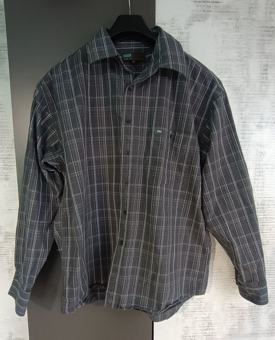 Koszula męska, szara w kratę, rozmiar XL