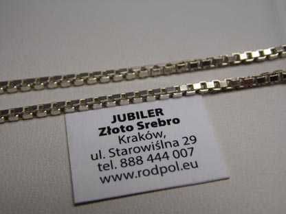 Srebrny łańcuszek kostka 38 cm. 1,7 mm.