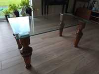 Stół Kler, dębowy, szklany
