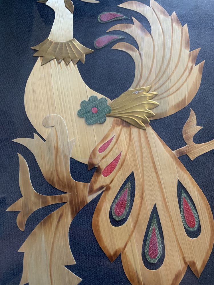 Декоративне панно з соломи , картина Птаха