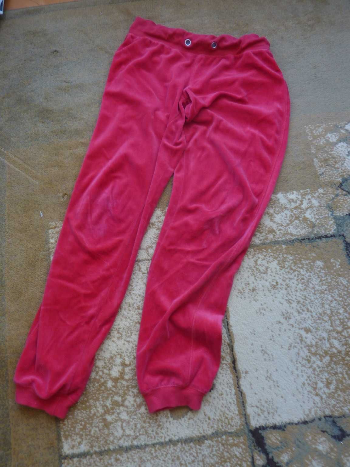 Cubus czerwone dresowe spodnie damskie welur  r 36/S