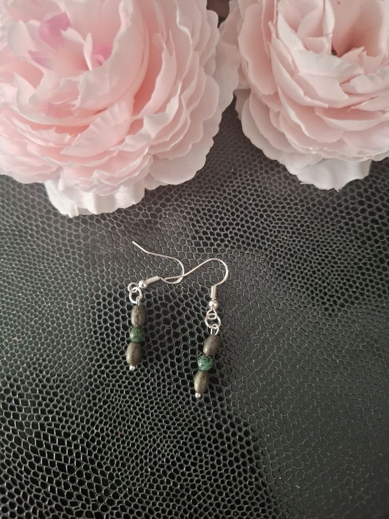 Srebrne kolczyki handmade z naturalnych kamieni