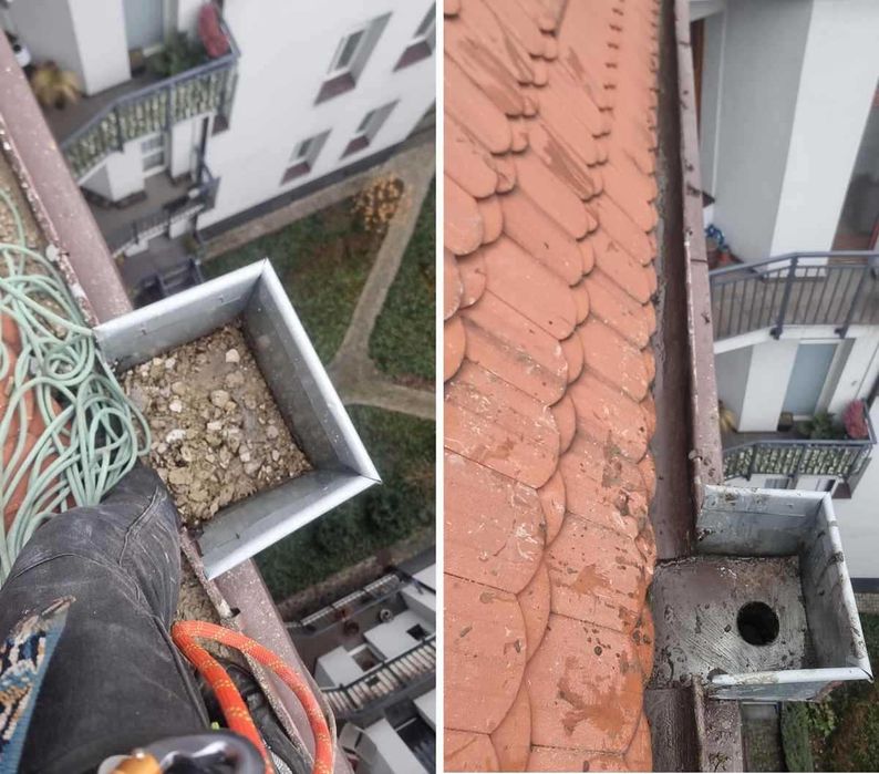 Czyszczenie rynien Sosnowiec, Katowice, Zabrze, Gliwice. Doczyszczona