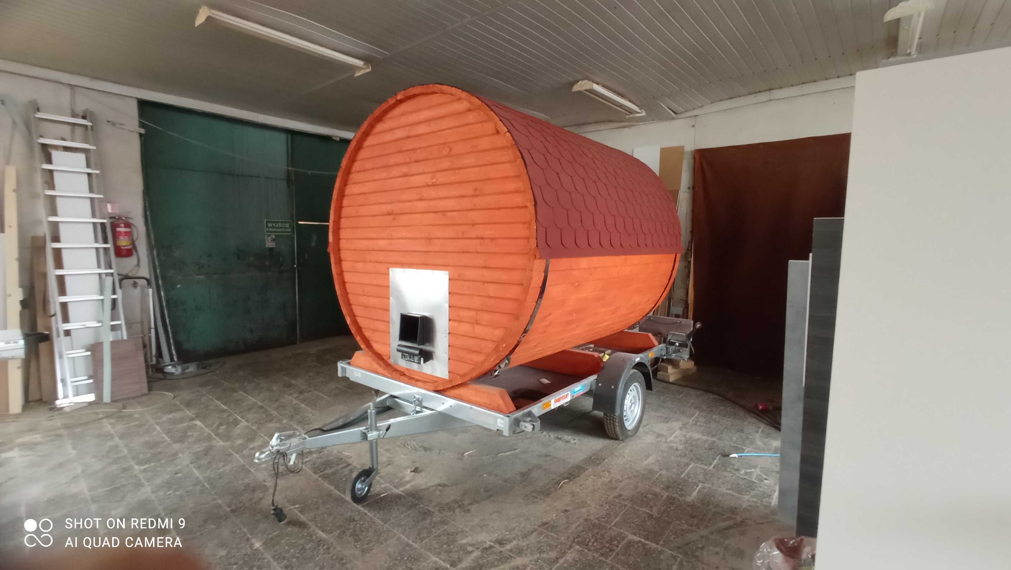 Sauna 2,5 metra ogrzewana piecem na drewno . Mobilna lub stacjonarna