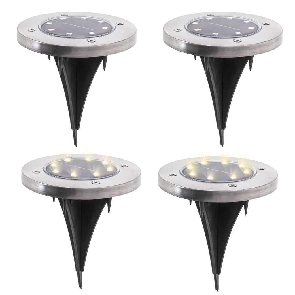 Lampy Ogrodowe Solarne Najazdowe Gruntowe 8LED 4SZT. ZIMNY BIAŁY