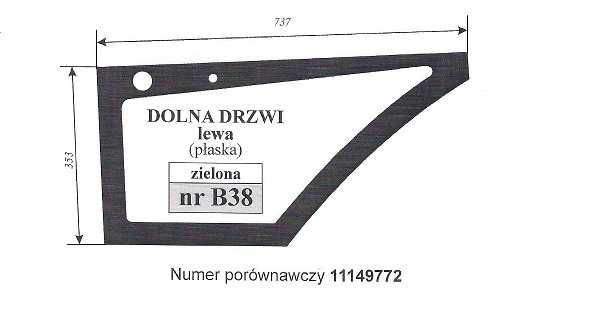 szyba Volvo BL61 - drzwi dolna lewa,prawa   B 38  B 39