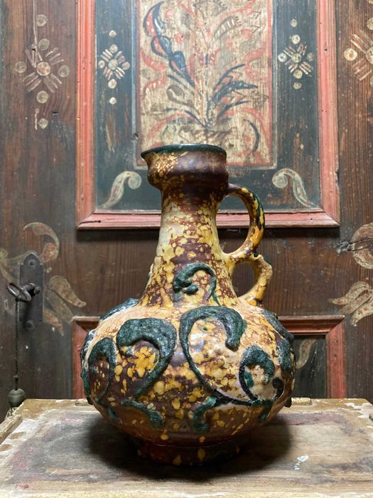 Duży ciekawy ceramiczny wazon z połowy wieku, NRD lata 60.