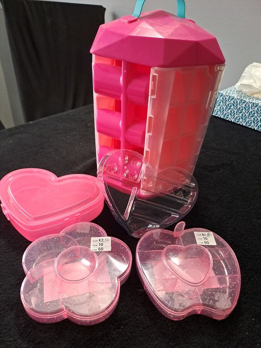 Pudełka na koraliki na biżuterię różowe