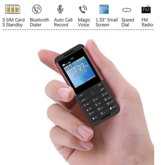 Міні телефон SERVO BM5310 на 3 SIM+TF, FM радіо, запис та зміна голосу