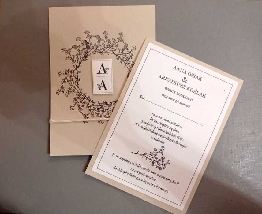 Zaproszenia ślubne, na chrzest, na komunię oraz wiele innych