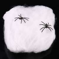 Паутина белая с паучками украшение на Хеллоуин Halloween декоративная