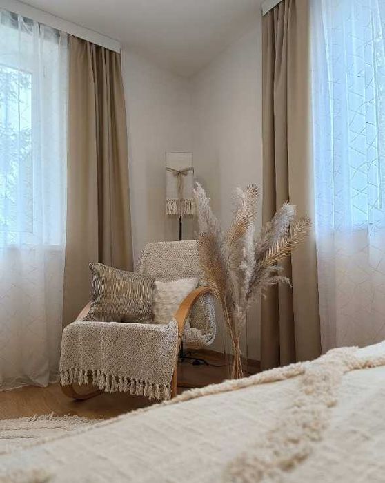 Zasłony beżowe beż jasne zwiewne na okno dom wystrój 140 x 250