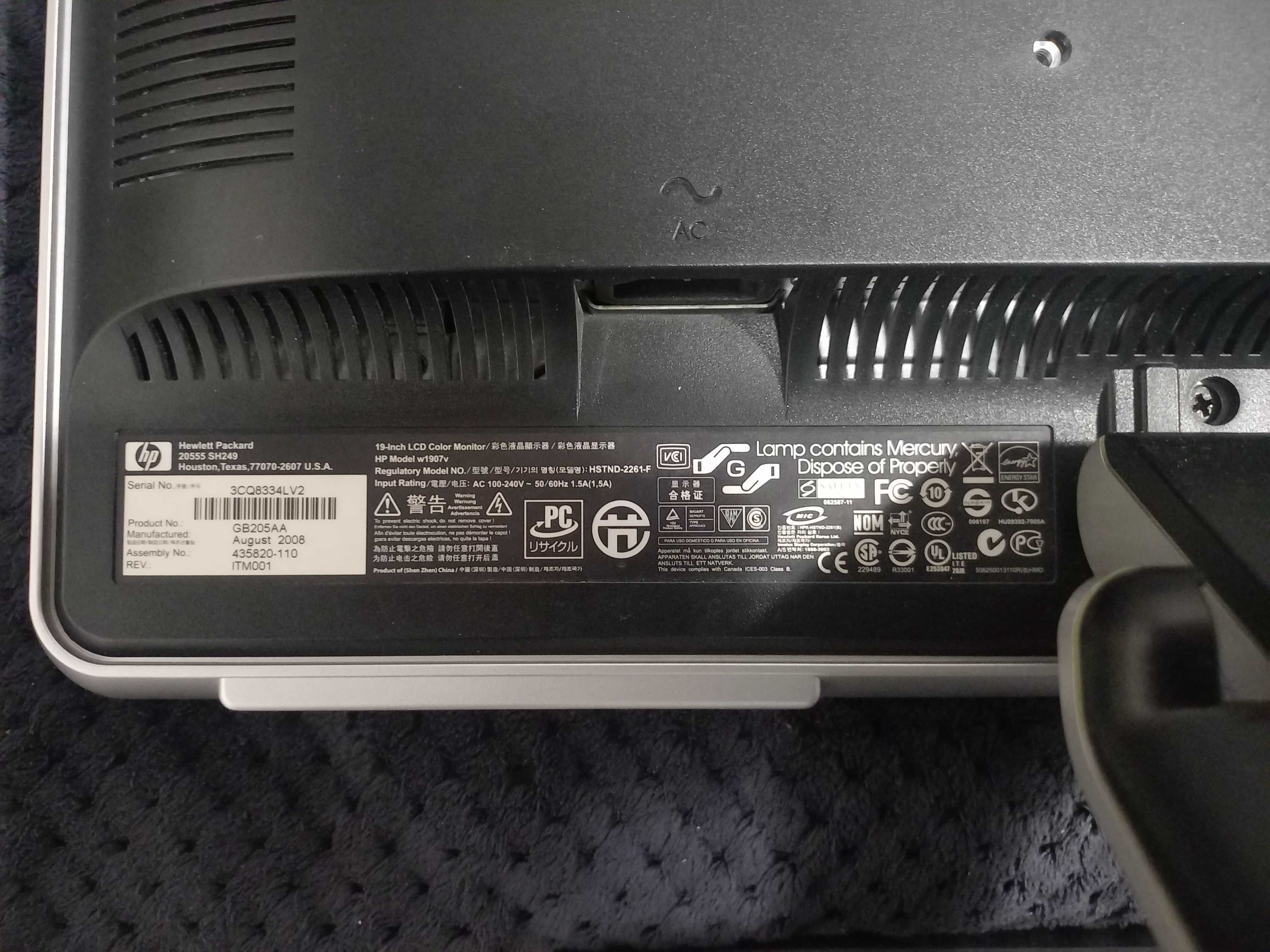 Monitor HP 1907v 19"