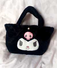 piękna futrzana czarna torba do ręki Kuromi Sanrio Kawaii Hello Kitt